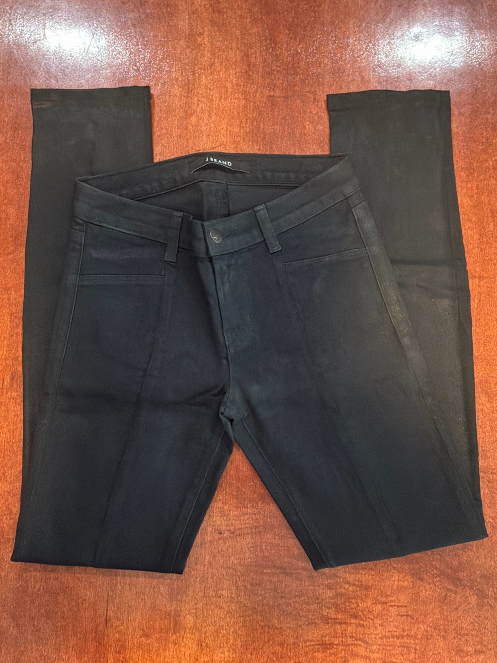 J Brand Vera Low Rise Coated Black Skinny Jeans